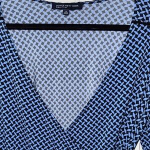 Jones New York Blue and Black Patterned Top